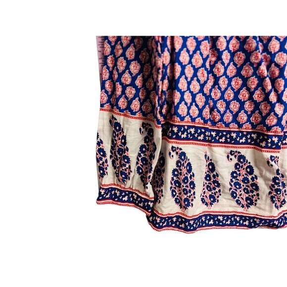 J.Crew French Country Peasant Red White Blue Paisley Top Boho Preppy Size XSmall - Picture 10 of 11